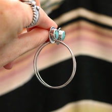 Load image into Gallery viewer, Kingman Turquoise + Sterling Silver Hoop Post Earrings