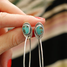 Load image into Gallery viewer, Kingman Turquoise + Sterling Silver Hoop Post Earrings