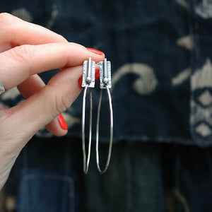 Sterling Silver Bar + Hoop Post Earrings