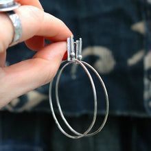 Load image into Gallery viewer, Sterling Silver Bar + Hoop Post Earrings