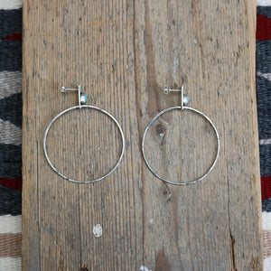 Kings Manassa Turquoise + Sterling Silver Hoop Post Earrings