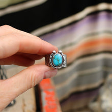 Load image into Gallery viewer, Turquoise Mountain + Sterling Horseshoe Ring - UK R / US 8.5