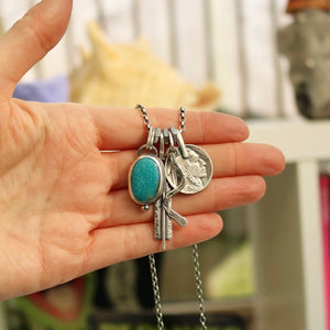 Cumpas Turquoise pendant + 1926 Nickel Reworked Necklace