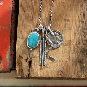 Cumpas Turquoise pendant + 1926 Nickel Reworked Necklace