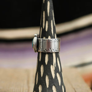 Turquoise Mountain + Sterling Horseshoe Ring - UK R / US 8.5