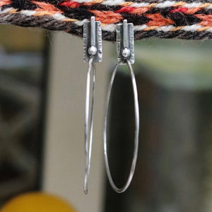 Sterling Silver Bar + Hoop Post Earrings