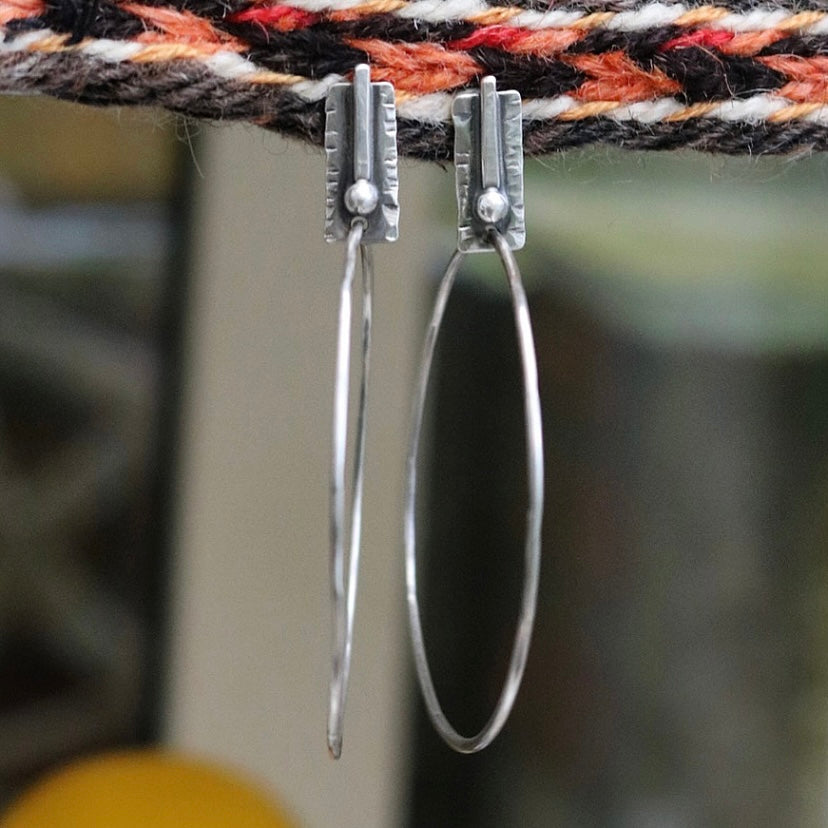 Sterling Silver Bar + Hoop Post Earrings