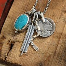 Load image into Gallery viewer, Cumpas Turquoise pendant + 1926 Nickel Reworked Necklace