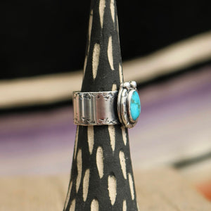 Turquoise Mountain + Sterling Horseshoe Ring - UK R / US 8.5
