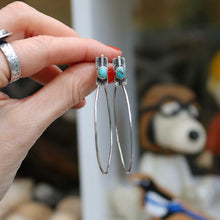 Load image into Gallery viewer, Kings Manassa Turquoise + Sterling Silver Hoop Post Earrings