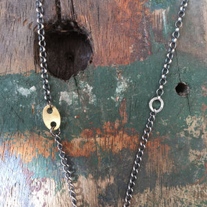 Compass Turquoise Pendant and Vintage Skull Reworked Necklace