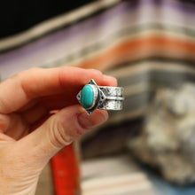 Load image into Gallery viewer, Iron Maiden Turquoise + Sterling Ring - UK S / US 9